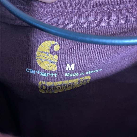 Carhartt Maroon Long Sleeve with Yellow Logo size medium workwear fall top - Picture 5 of 9
